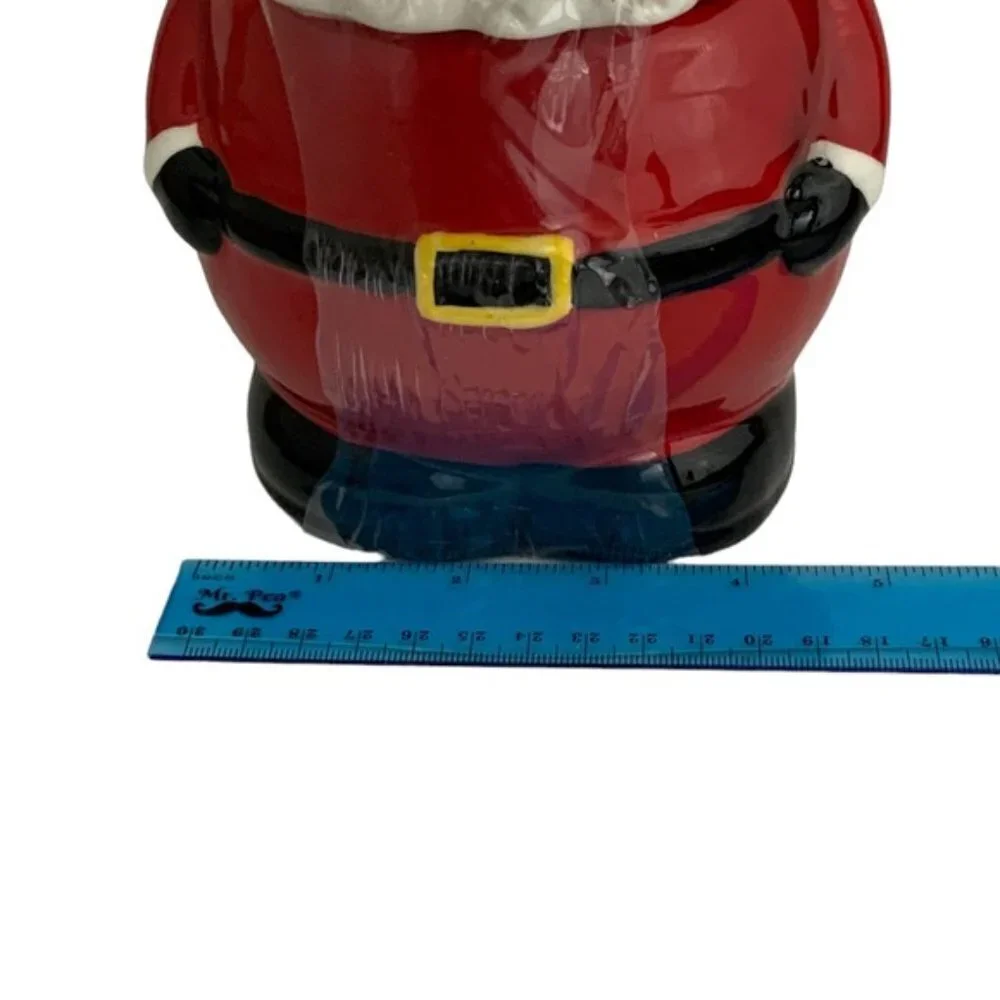 Santa Cookie Jar Nostalgic Christmas Holiday Jar Tight Seal Red White